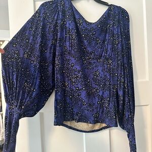 Free People Blue Patterned Women's Top
